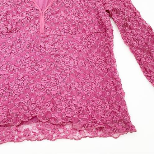 Fashion Bug  Vintage Y2K Frilly Pink Lace Sweetheart Neck Blouse Size XL