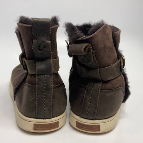 Olukai  Pehuea Hulu boots leather with shearling lining size 8