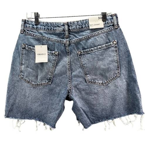 Forever 21  Jean Shorts Womens 30 Blue 90s High Rise Raw Hem Denim Cutoff Loose