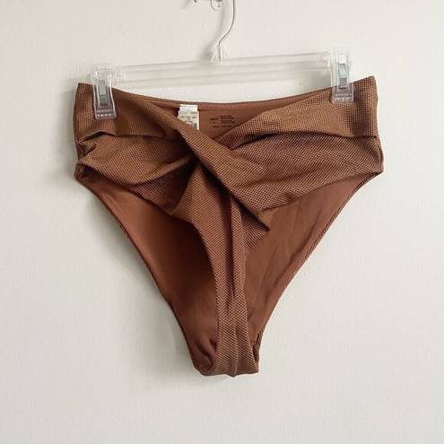 Aerie  Size L Brown High Cut Cheeky Textured Swim Bottom NEW NWT