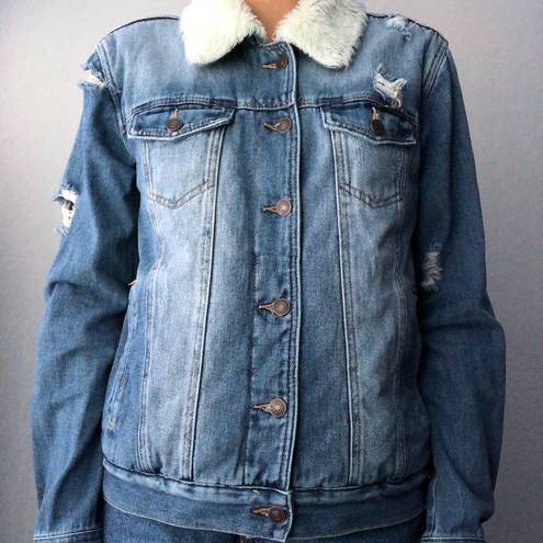 LA Hearts pacsun faux fur jean jacket