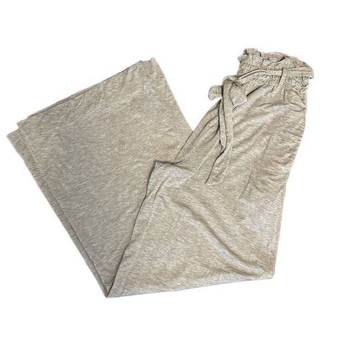 Chaser  High Paper Bag Waist Palazzo Stretch Pants w/Tie Pull-On Size Medium Gray