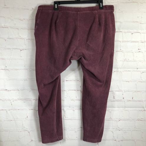 Lands'End  Womens Corduroy Leggings Sz XL Burgundy Pull On Pockets Stretch