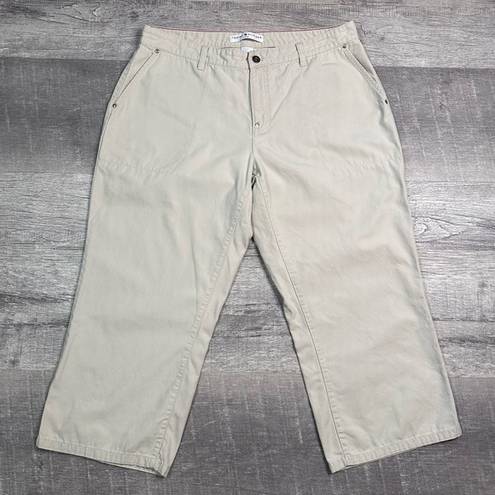 Tommy Hilfiger  Womens 14 Mid Rise Wide Leg Khaki Capri Pants Flap Back Pockets