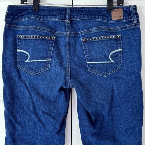 American Eagle  Artist Crop Jeans 14 Womens Studs Stretch Medium Wash Denim Ankle