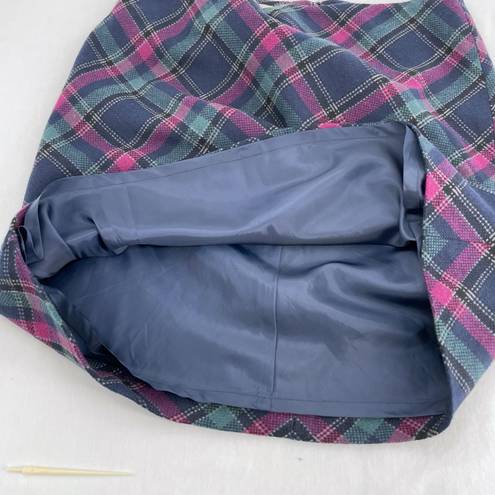 Talbots Outlet Classic Skirt Tartan Plaid Wool Acadamia Dark Blue Purple Green 8