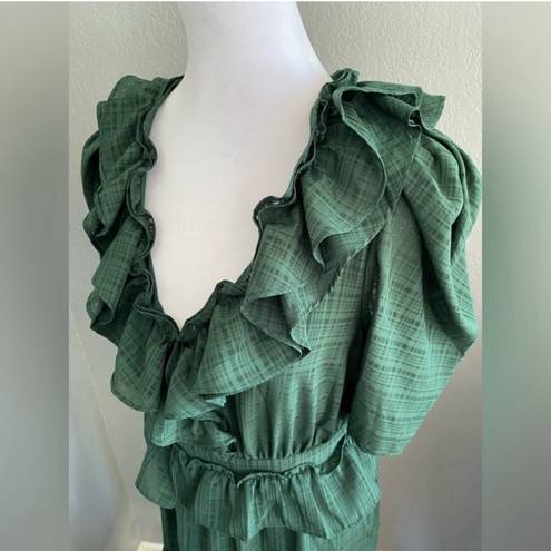 Moon River Green Frilly Ruffled Maxi Dress Wedding Summer Party Cottagecore  M