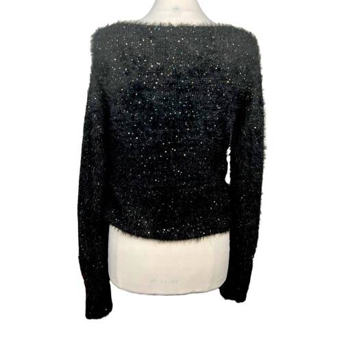 Krass&co NY& Design Studio Fluffy Eyelash Knit & Metallic Sequin Pullover Sweater NWT