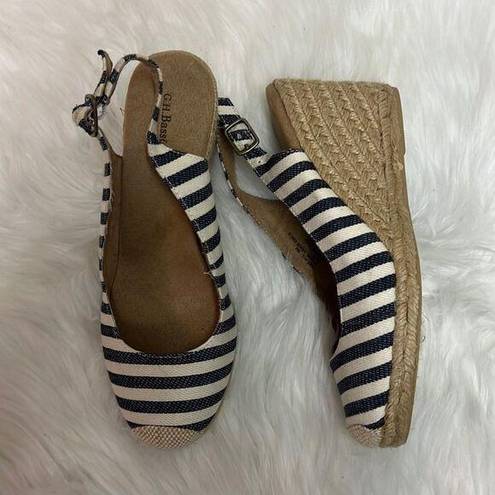 Krass&co G.h. Bass &  Emilie Espadrilles Cream And Blue Jute, Wedge Sandals Size 6 B-24