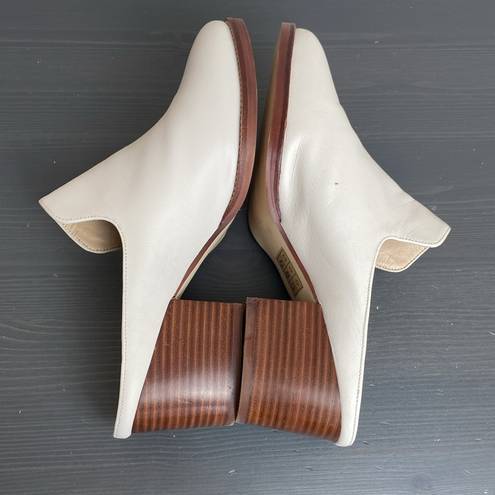 DKNY  Times Ivory Block Slip On Leather Heel Mules Size 10