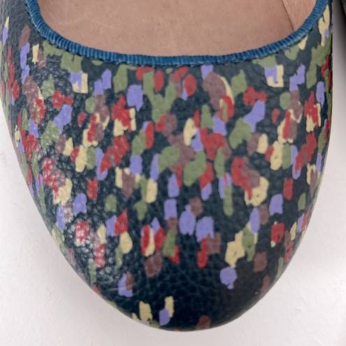 Fossil  Abstract Multicolor Print Leather Round Toe Ballet Flats Skimmers 9.5