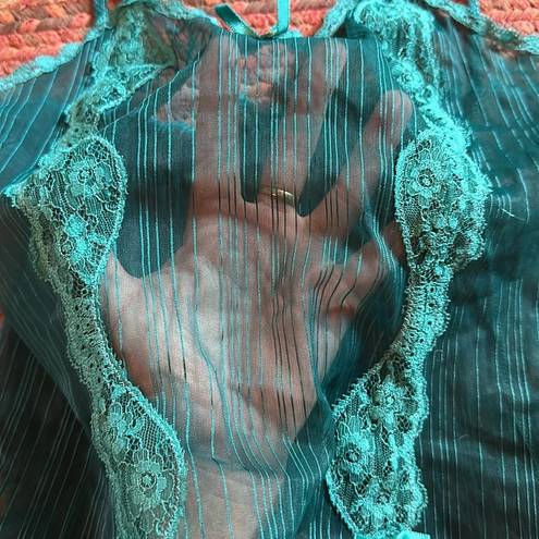 American Vintage VTG TEAL SHEER LACE SEXY BODYSUIT