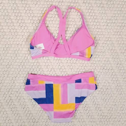 Patagonia  Patchwork Watercolor: Marble Pink Bikini Set Sz Large