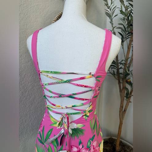 Tommy Bahama Orchid Garden Reversible Lace-Back One-Piece Swimsuit NEW