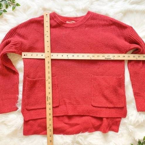 MELLODAY  Red Knit Fall Winter Pocket Oversized Sweater X-Small