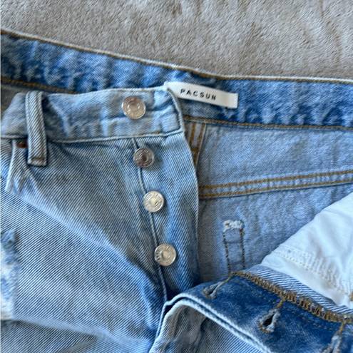 PacSun Distressed High Waisted Light Wash Jeans Shorts