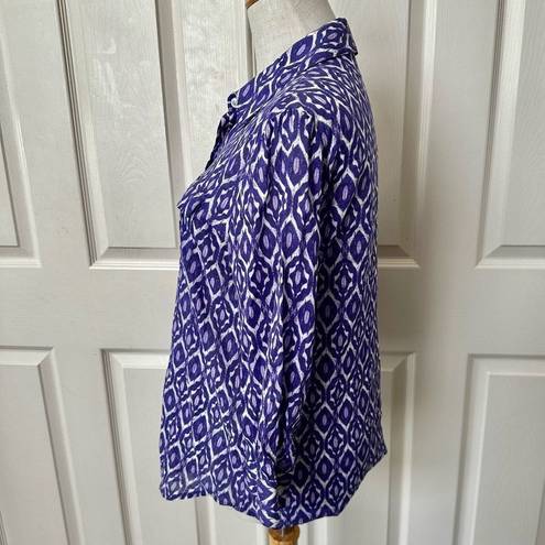 Chico's Chico’s purple geometric print button down shirt