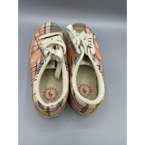 Polo  Ralph Lauren Plaid Multicolor Sneakers Madras "Gillian" 7 B