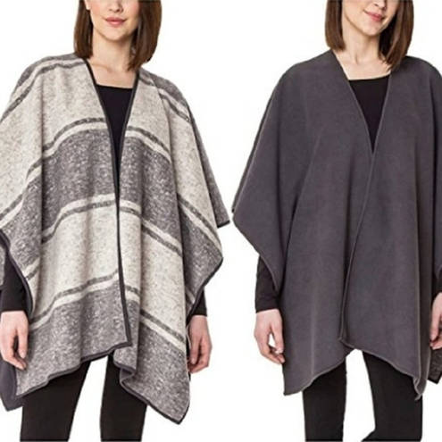 IKE‎ BEHAR Reversible Fleece Poncho Wrap On OS Size undefined