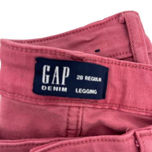 Gap  Denim Women’s Wild Rose Pink Frayed Hem Jean Legging Ankle Size 28 Regular