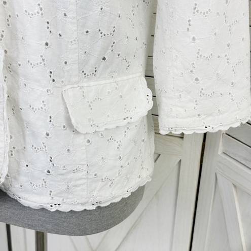 Dress Barn  Eyelet Linen Blazer Jacket White Medium Cottagecore