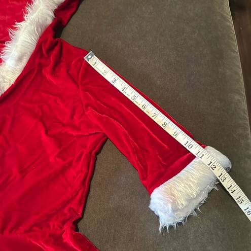 ma*rs Short Red Hooded Dress White Faux Fur Trim  Claus Santa Christmas Size M NEW