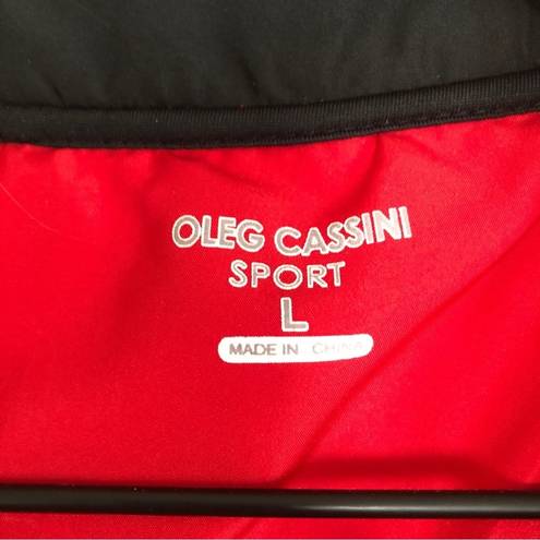 Oleg Cassini  SPORT Red Quilted Black Collar Sleeveless Windbreaker Vest Jacket