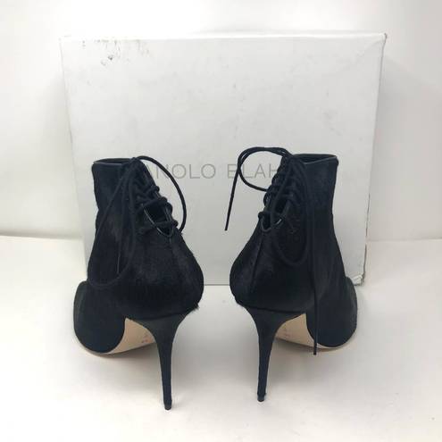 Manolo Blahnik  black calf hair pointed booties, size 40, NWOT