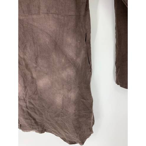 Bryn Walker  Women's Size L Linen Button Front Shirt Long Sleeve Brown *FLAWS