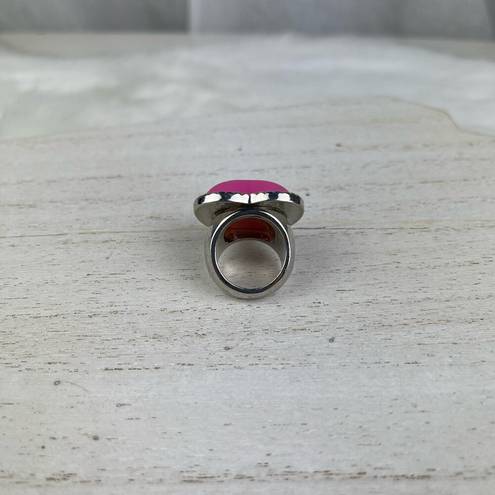 Bubblegum 💕 VTG Y2K  Pink Heart Ring Silver Tone Band 3D Puffy Heart Size 6