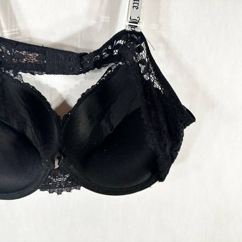 Juicy Couture  38C Bra Push Up Black Lace Underwire Support Adjustable Strap 1250