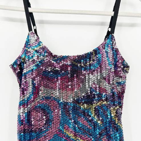 Wet Seal Womens Y2K Vintage Psychadelic Sequin Printed Mini Dress Size M