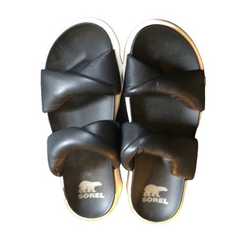 Sorel Viibe Puff Platform Sandal Slide Size 11 Black Summer Comfort Slip On