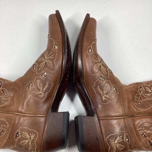 Shyanne  Cassia Sugar Mate Glitter Inlay Western brown Boot Snip Toe Size 10