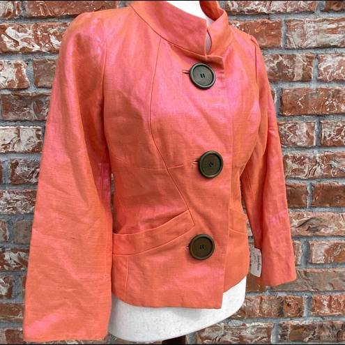 Tracy Reese orange linen blend coat with pink sheen / 8 / NEW WITH TAGS