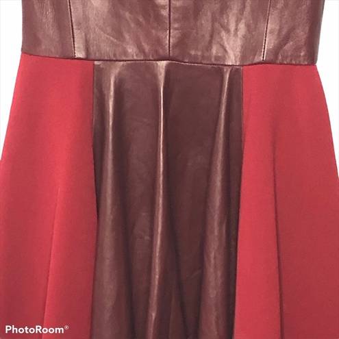 Melissa Beckley By Mellissa - Mila Oxblood Leather Dress Pleated Skirt Sleeveless size 4