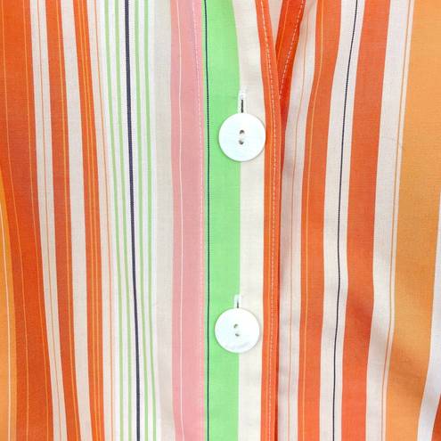 Coldwater Creek  Women's Plus Striped Button Down Cotton Shirt Orange Size 1X