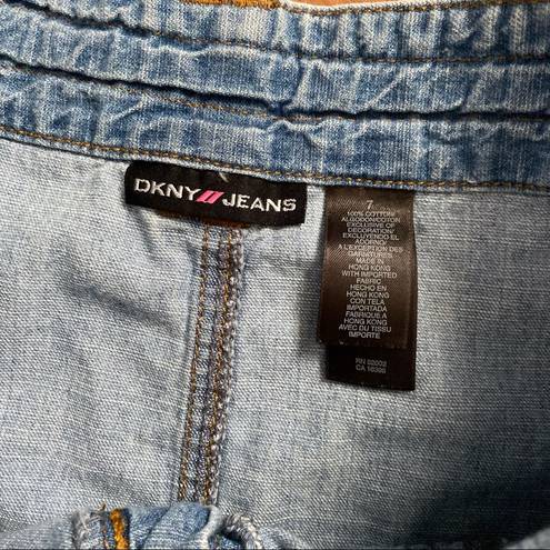 DKNY Vintage  Jeans Light-Washed Denim Drawstring Mini Skirt