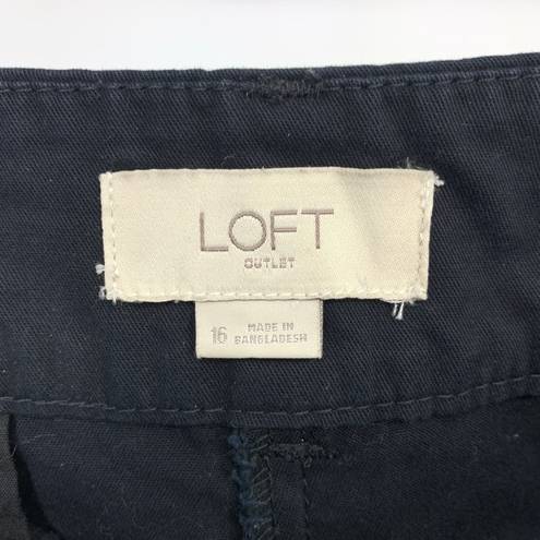 The Loft  Outlet Women's Size 16 4" Short 100% Cotton Mid Rise Zipped Front Black