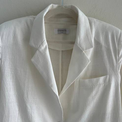 Storets  Brianna Oversized Cotton Blazer in White Size S/M Women's