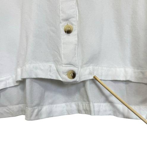 Sim & Sam  Cropped Button Up Blouse Womens XL White Rayon Minimalist Neutral Boho