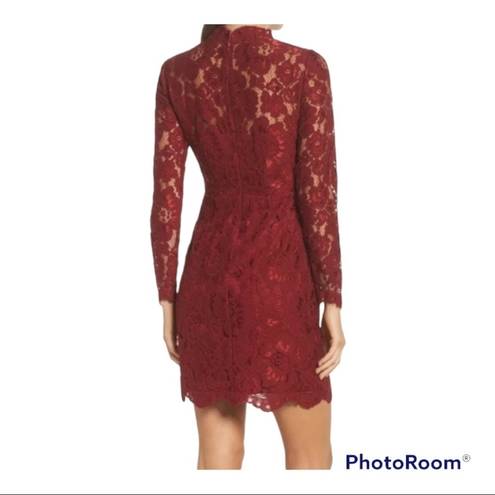 Betsey Johnson  Red floral lace dress women’s size 12 NWT long lace sleeves