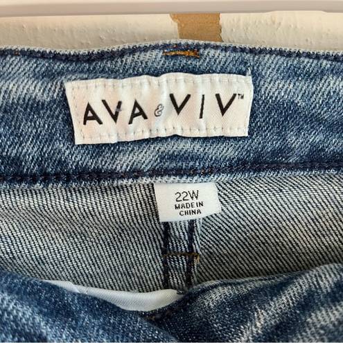 Ava & Viv  Shorts Denim Jean Mid-Rise Midi 4” Rolled Cuff Button Fly Sz 22W NWT