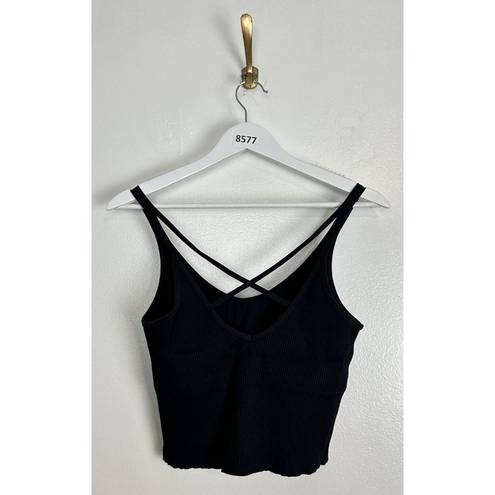 Vuori  Rib Crop Tank in Black Size Large