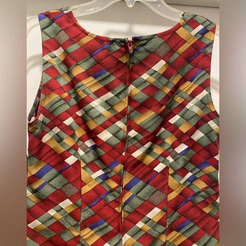 Kathie Lee Collection Vintage  Multicolored Geometric Printed Sleeveless Dress