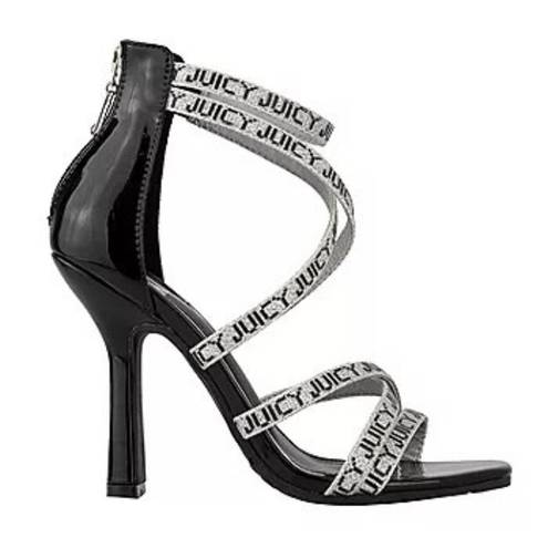 Juicy Couture JUICY BY  Y2K Black Silver Logo Heels Sz 8 NEW