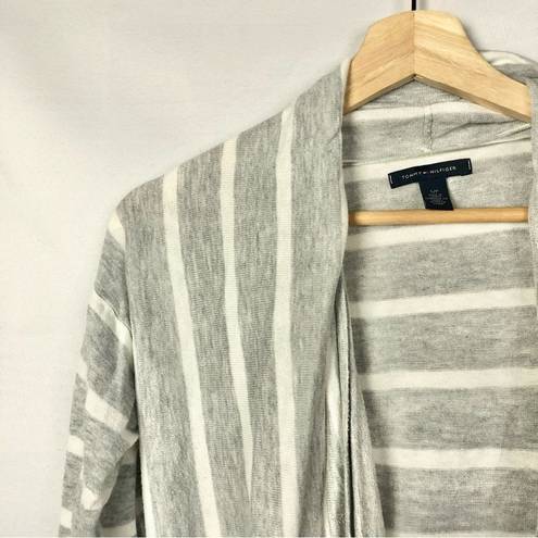 Tommy Hilfiger  Light Gray Stripe Open Front Cardigan Sweater S