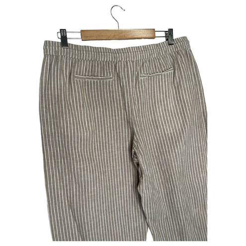 Beach Lunch Lounge Pants Womens XL Linen Margot Pull On Striped Cropped Brown