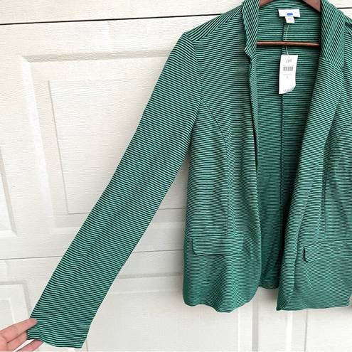 J.Jill NWT  Womens Blazer Jacket Green Blue Stripe Knit  Linen Blend Small