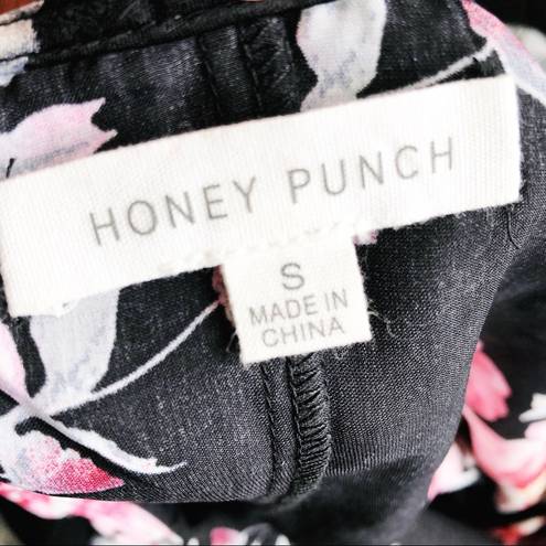 Honey Punch  | Black Floral Satin Slip Nighty Sz S